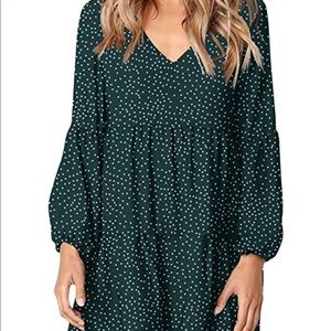 NWOT polka dot dress with ruffle detail